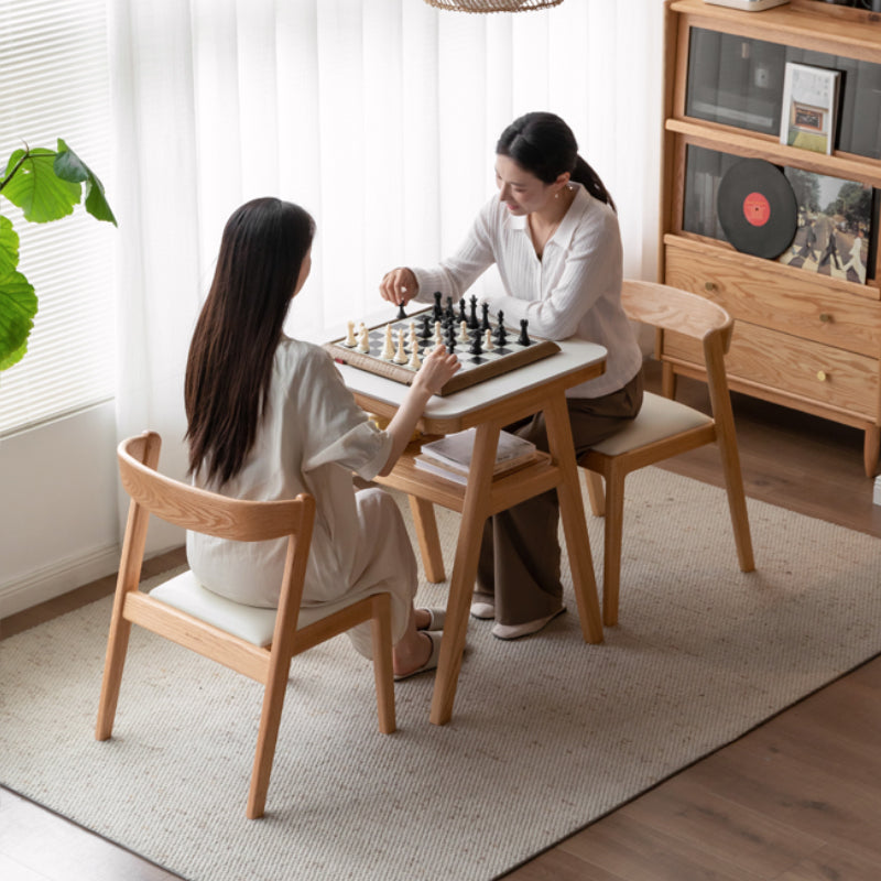 Rayna 60cm FAS-Graded Solid American Oak Wood Square Dining Table Set With Ceramic/Chair Natural Wood Color