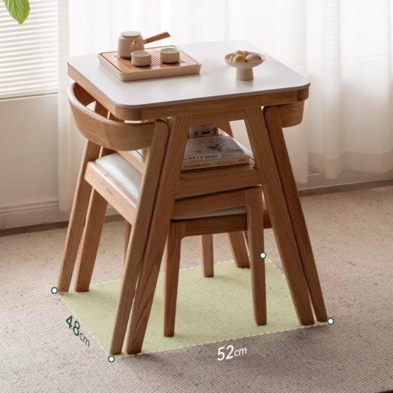 Rayna 60cm FAS-Graded Solid American Oak Wood Square Dining Table Set With Ceramic/Chair Natural Wood Color