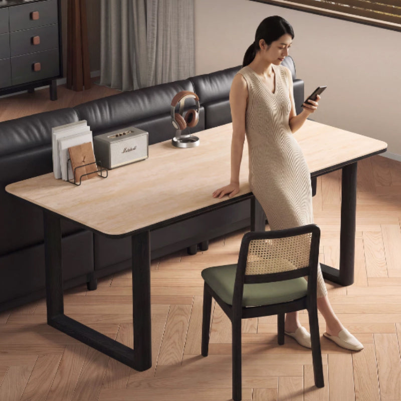 Alyssa 140cm/160cm/180cm/200cm FAS-Graded Solid American Oak Wood Dining Table With Ceramic for Home Black Color