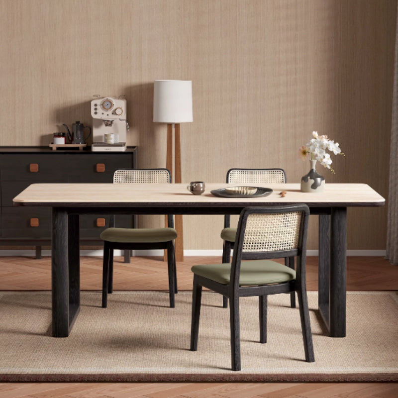 Alyssa 140cm/160cm/180cm/200cm FAS-Graded Solid American Oak Wood Dining Table With Ceramic for Home Black Color