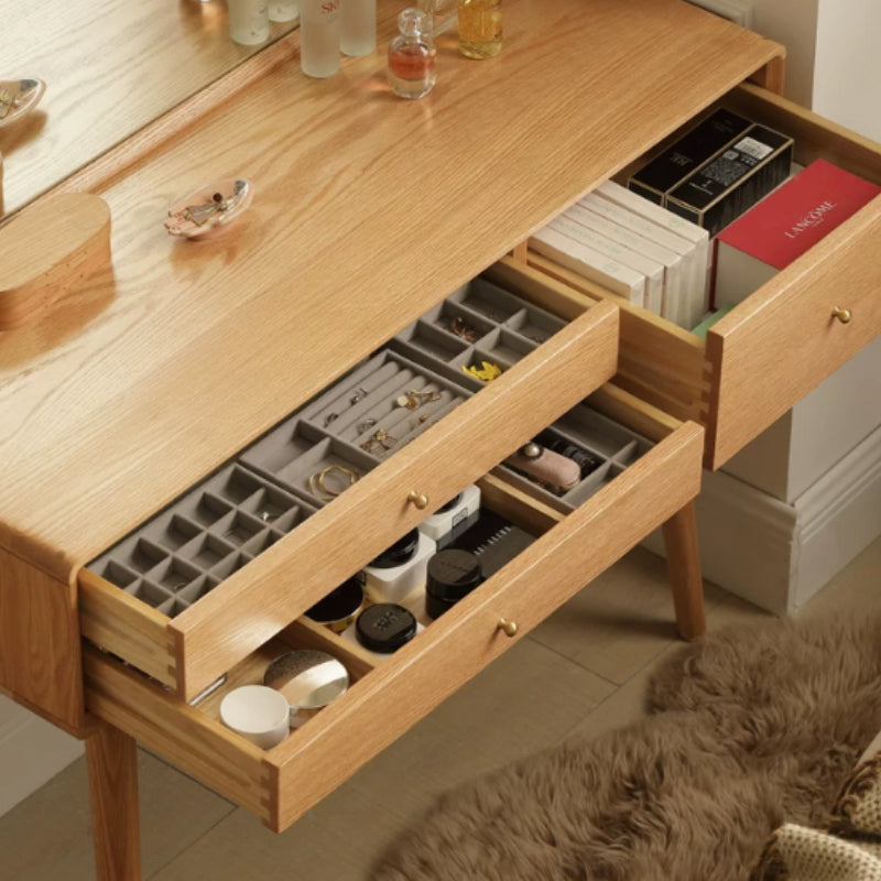 Abel solid American oak dressing table with mirror – view 10