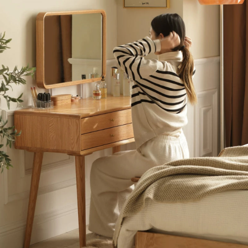 Abel solid American oak dressing table with mirror – view 2