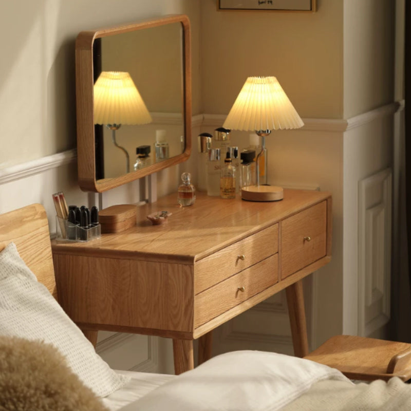 Abel solid American oak dressing table with mirror – view 4