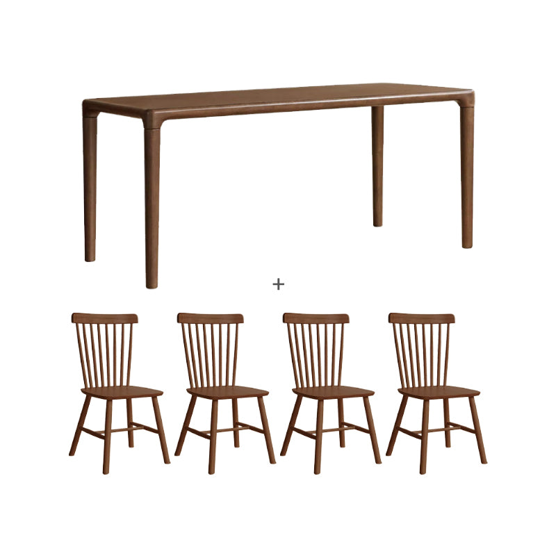 Adan rubberwood dining table set in walnut colour – 140cm Table+Chair*4, view 19