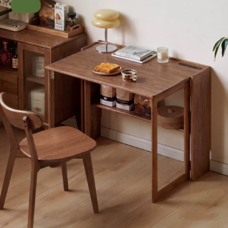 Adara folding solid oak dining table in walnut colour