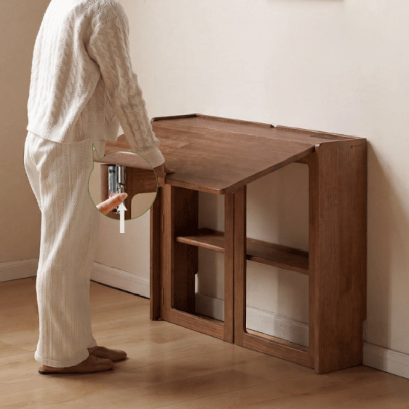 Adara folding solid oak dining table in walnut colour – view 5