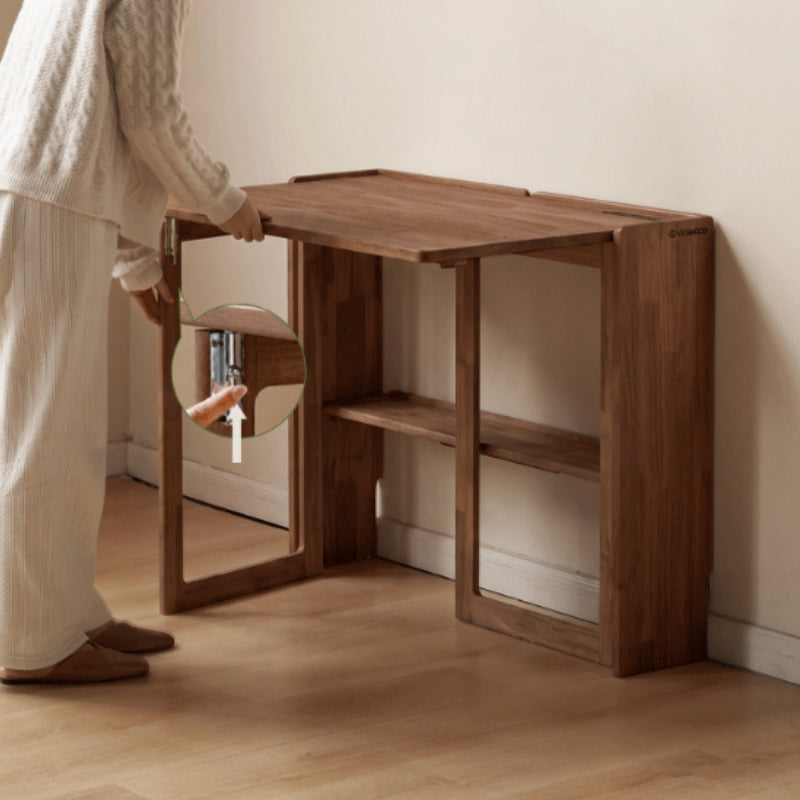 Adara folding solid oak dining table in walnut colour – view 6