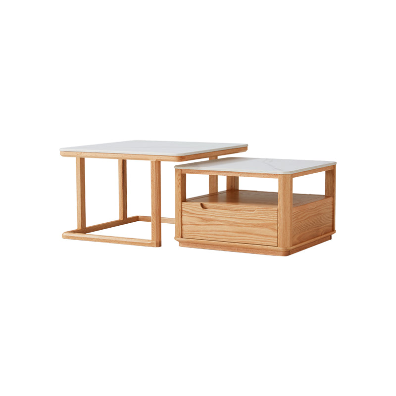 Alana Coffee Table & Side Table Set, FAS-Graded Solid American Oak with Paulownia Wood and – view 10