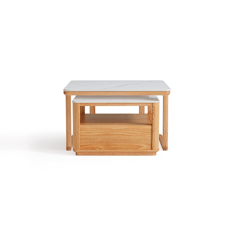 Alana Coffee Table & Side Table Set, FAS-Graded Solid American Oak with Paulownia Wood and – view 11