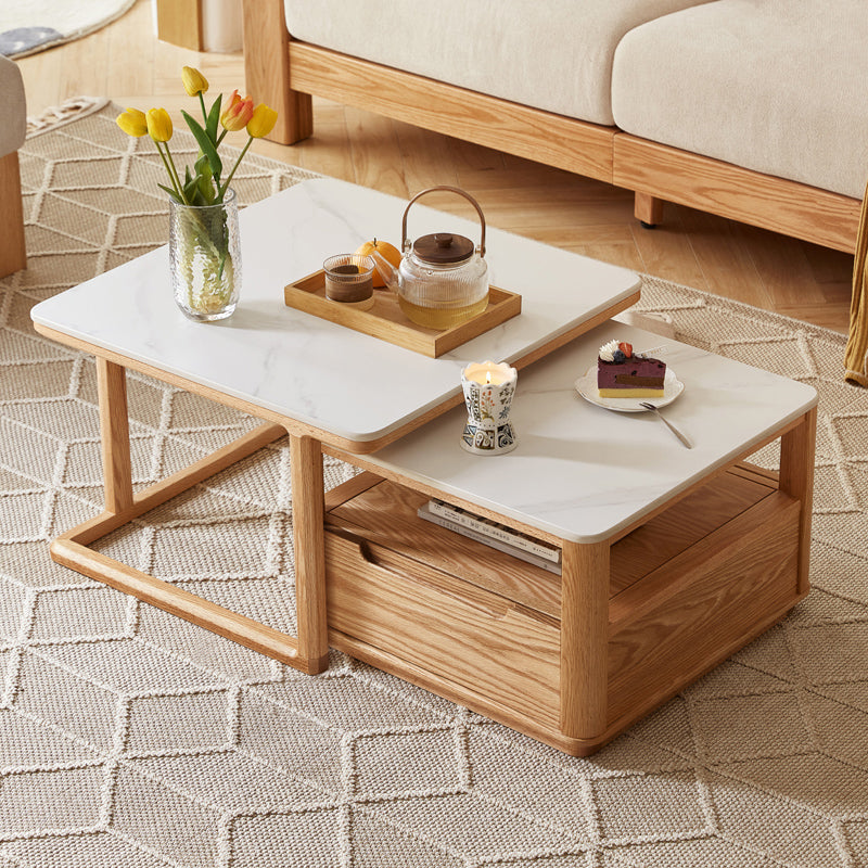 Alana Coffee Table & Side Table Set, FAS-Graded Solid American Oak with Paulownia Wood and – view 2