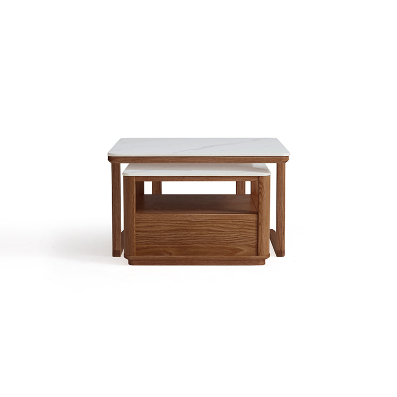 Alana Coffee Table & Side Table Set, FAS-Graded Solid American Oak with Paulownia Wood and – view 26
