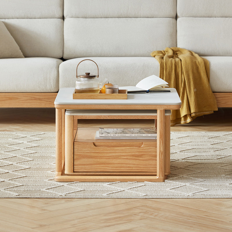 Alana Coffee Table & Side Table Set, FAS-Graded Solid American Oak with Paulownia Wood and – view 5