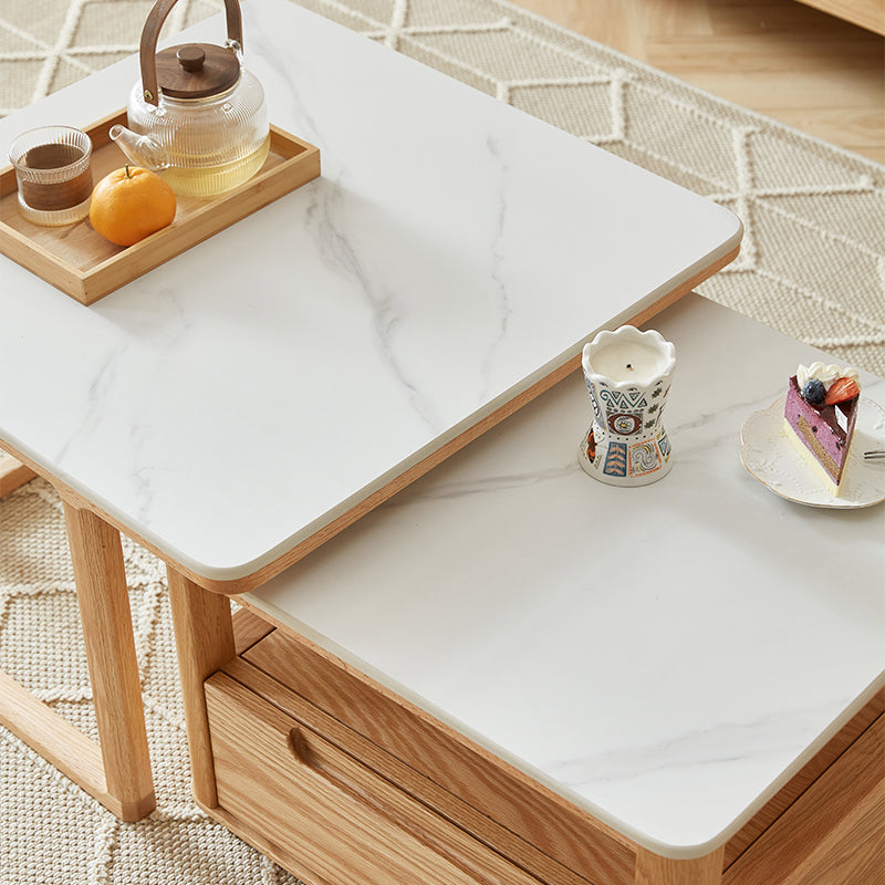 Alana Coffee Table & Side Table Set, FAS-Graded Solid American Oak with Paulownia Wood and – view 6