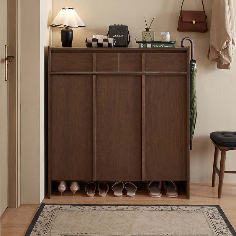 Alden walnut-tone shoe cabinet with drawer – 100cm, view 28
