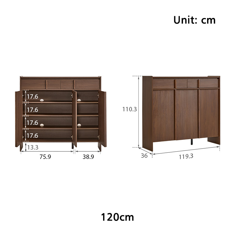Alden walnut-tone shoe cabinet with drawer – view 20