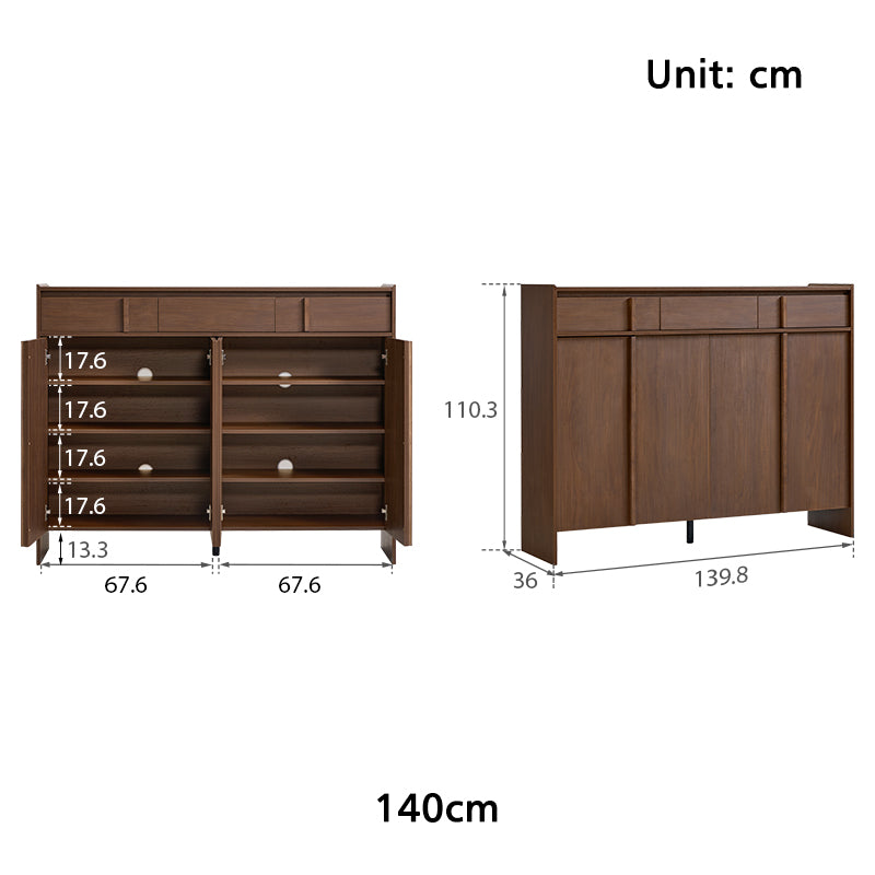 Alden walnut-tone shoe cabinet with drawer – view 27