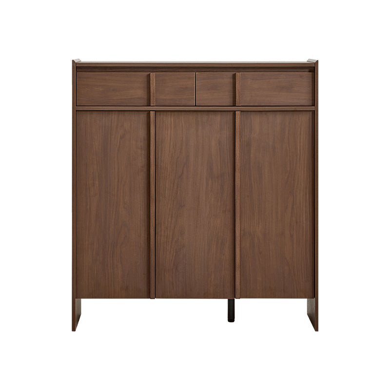 Alden walnut-tone shoe cabinet with drawer – view 31