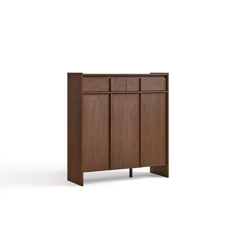 Alden walnut-tone shoe cabinet with drawer – view 32