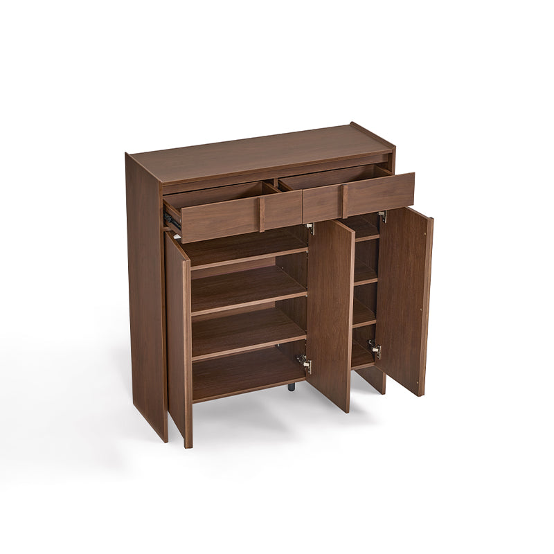 Alden walnut-tone shoe cabinet with drawer – view 34