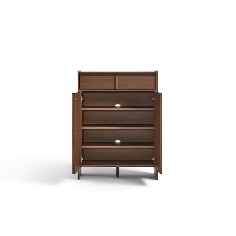 Alden walnut-tone shoe cabinet with drawer – view 41