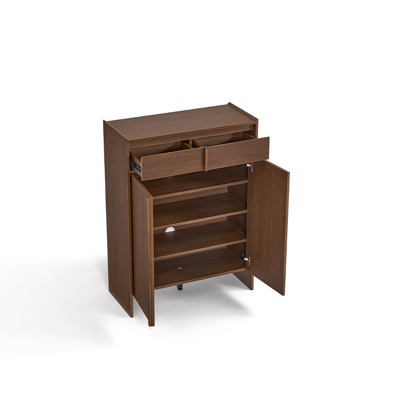 Alden walnut-tone shoe cabinet with drawer – view 42