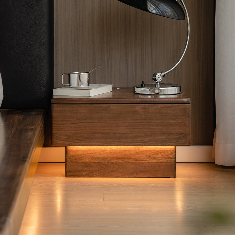 Asher Solid Black Walnut Bedside Table with Drawer