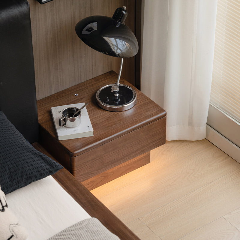 Asher Solid Black Walnut Bedside Table with Drawer – view 4