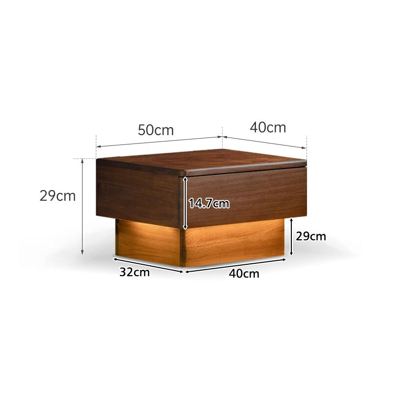 Asher Solid Black Walnut Bedside Table with Drawer – view 8