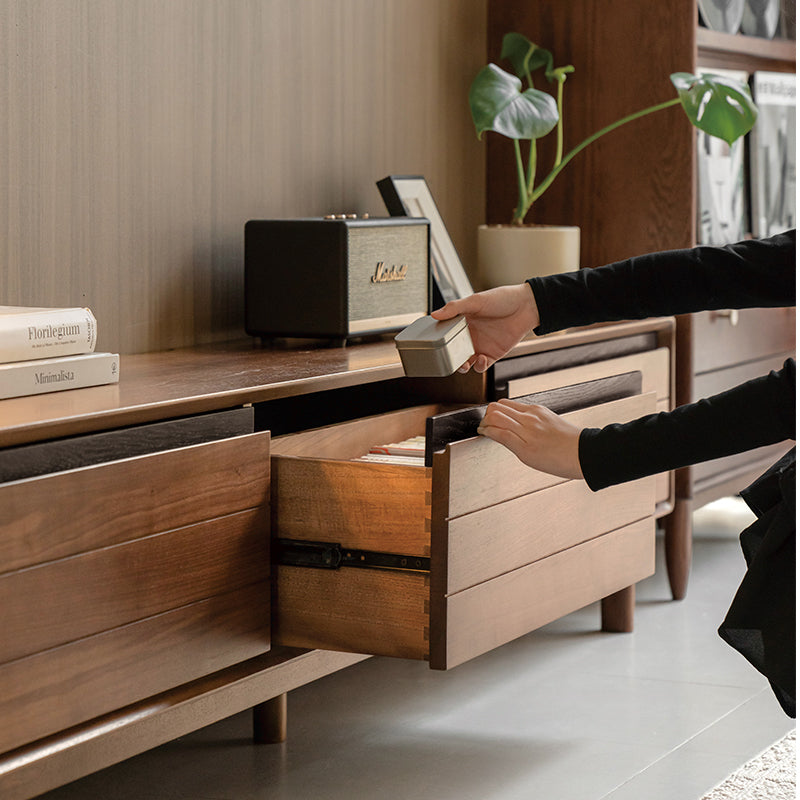 Bernadette FAS-Graded Solid Black Walnut TV Unit 180cm 200cm 220cm – view 6