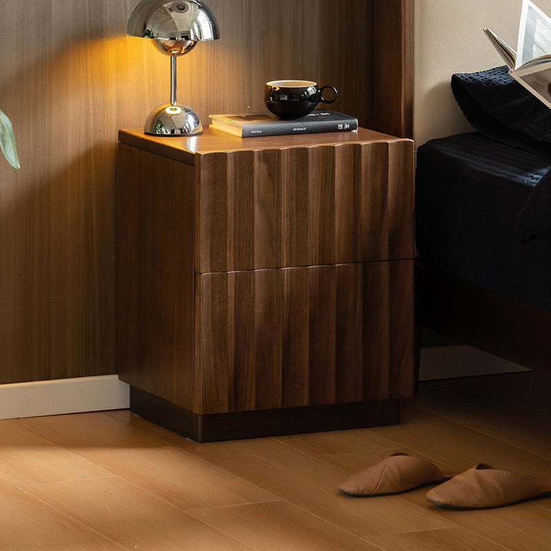 Boyd Solid Black Walnut Bedside Table with Drawer 40cm