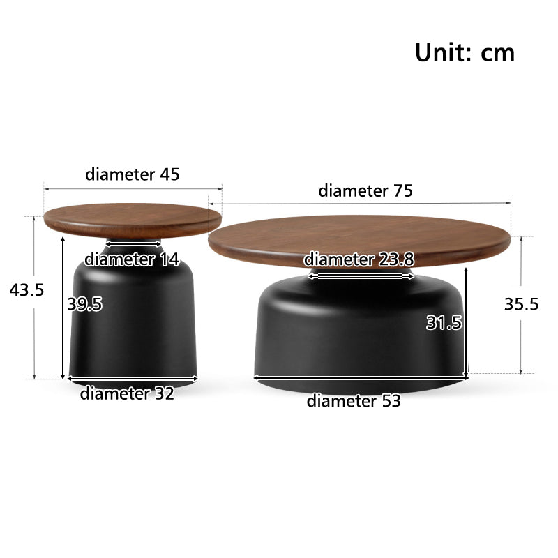 Brendan Coffee Table and Side Table Set with Solid Black Walnut Tops and Iron Base – view 11