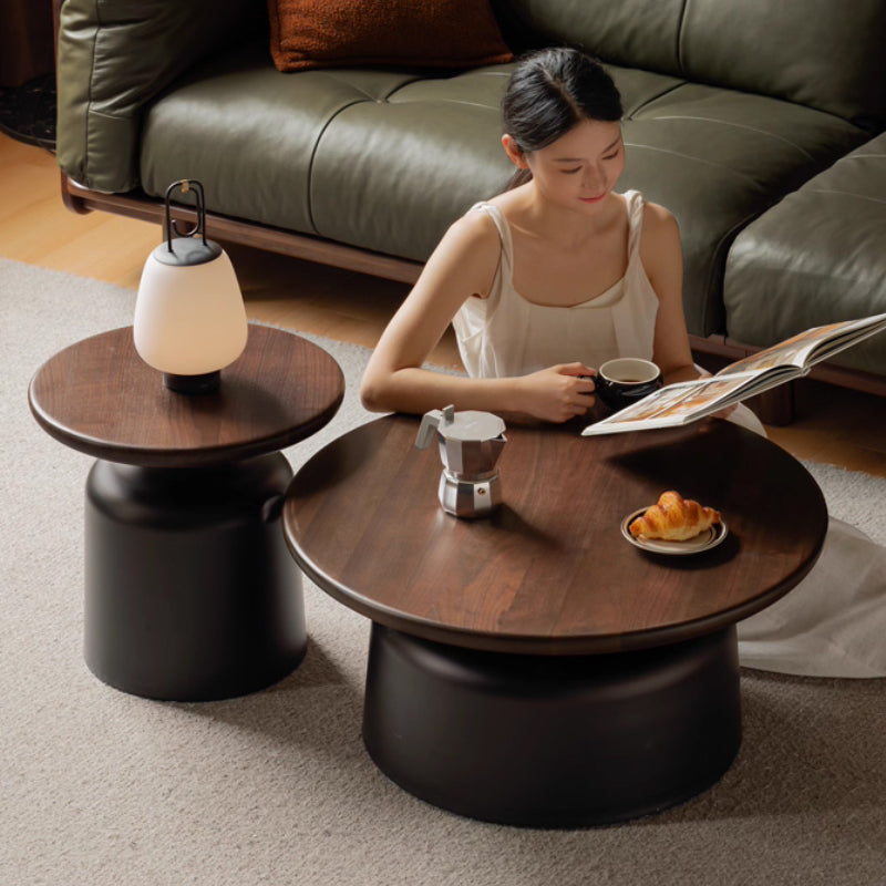 Brendan Coffee Table and Side Table Set with Solid Black Walnut Tops and Iron Base – view 2