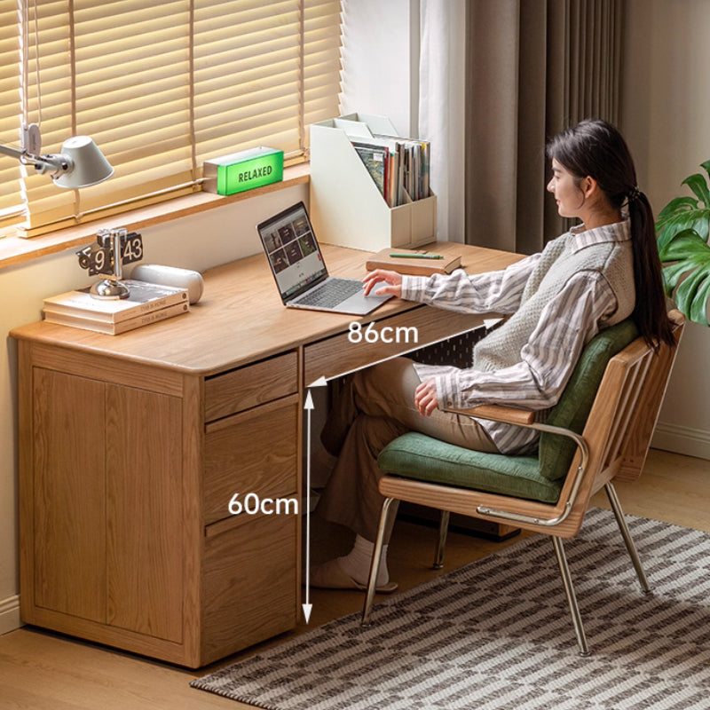 Bryony Solid Oak Wooden Desk with Cabinet, Bookcase & Drawer 120cm / 140cm – view 7