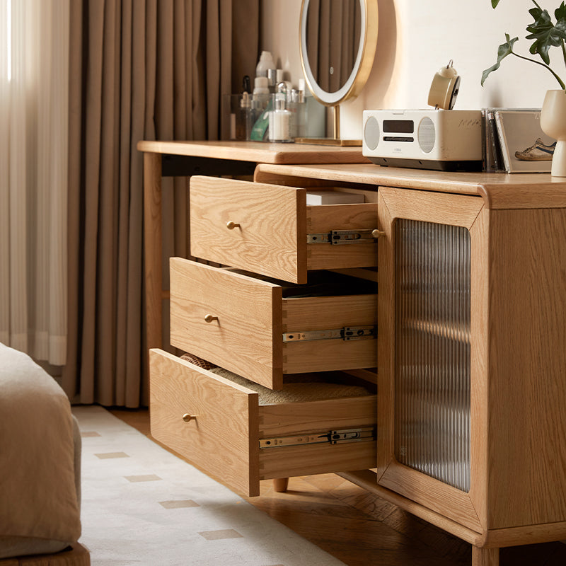 Byron solid oak adjustable dressing table with drawer cabinet – view 10