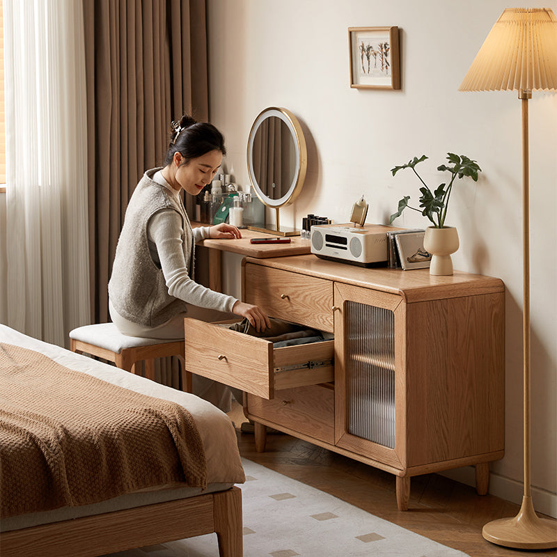 Byron solid oak adjustable dressing table with drawer cabinet – view 13