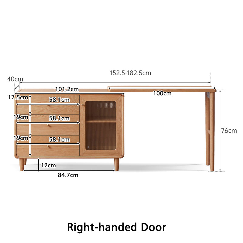 Byron solid oak adjustable dressing table with drawer cabinet – view 16