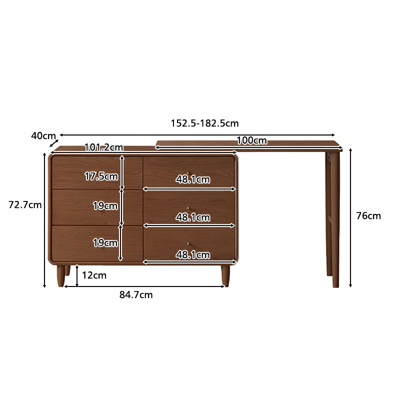 Byron solid oak adjustable dressing table with drawer – view 7