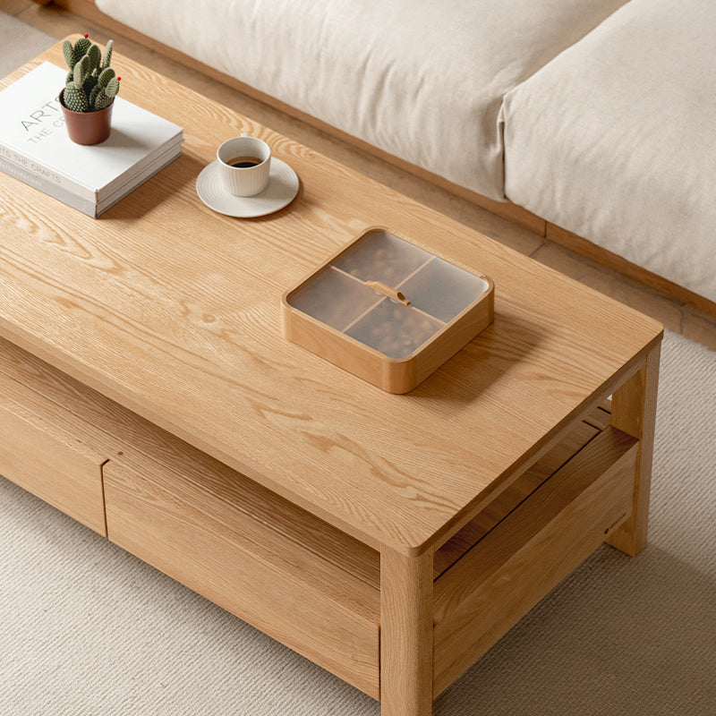Camilla Solid American Oak Coffee Table with Drawer 140cm – view 10