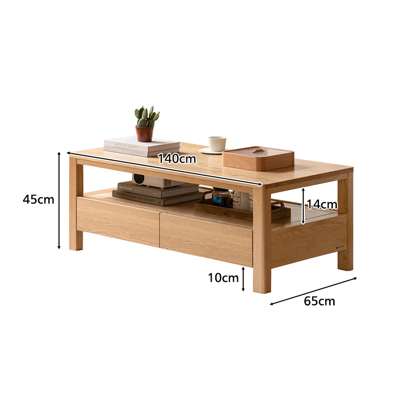 Camilla Solid American Oak Coffee Table with Drawer 140cm – view 13