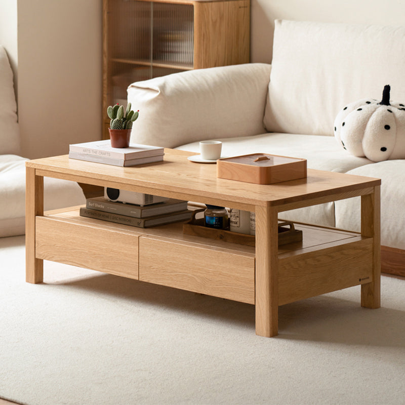 Camilla Solid American Oak Coffee Table with Drawer 140cm – view 2
