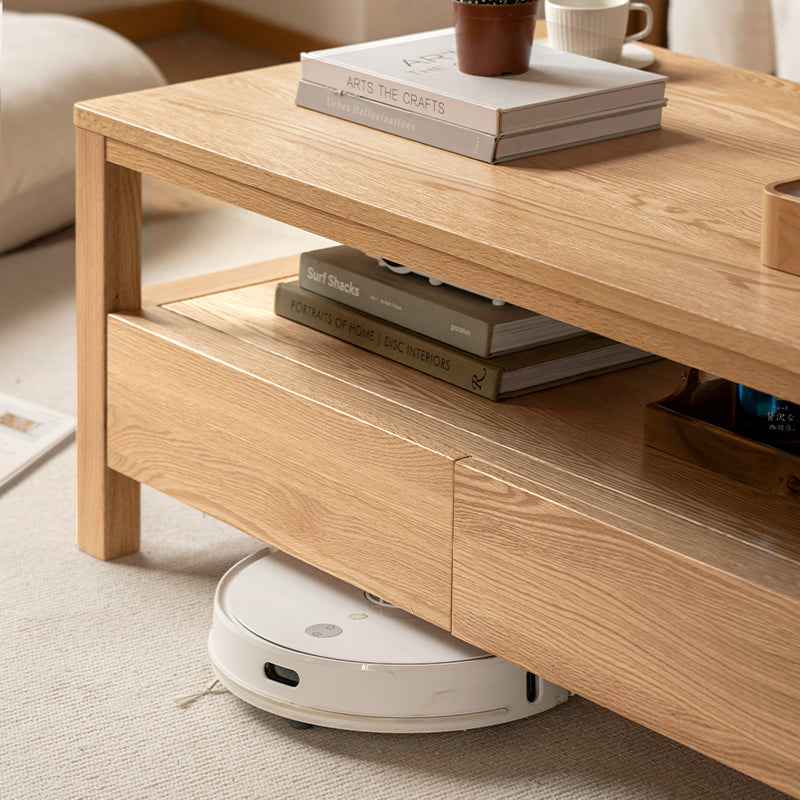 Camilla Solid American Oak Coffee Table with Drawer 140cm – view 4