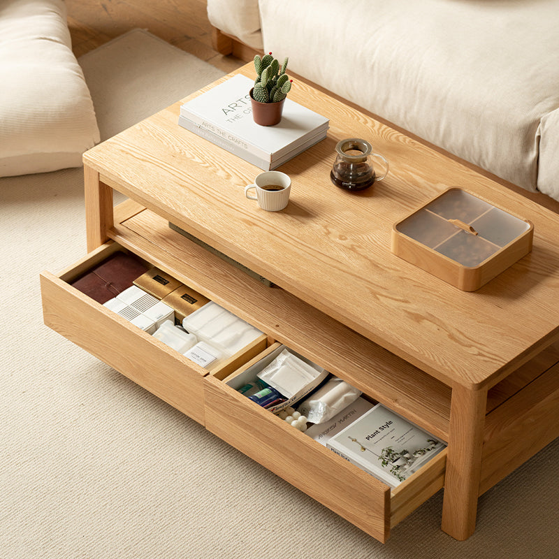 Camilla Solid American Oak Coffee Table with Drawer 140cm – view 6