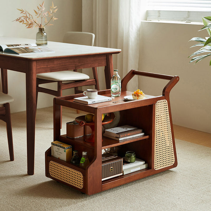 Catherine rubberwood mobile side table on swivel casters – view 2