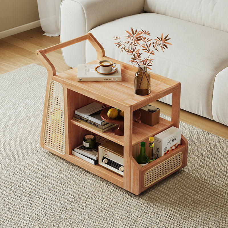 Catherine rubberwood mobile side table on swivel casters – view 22