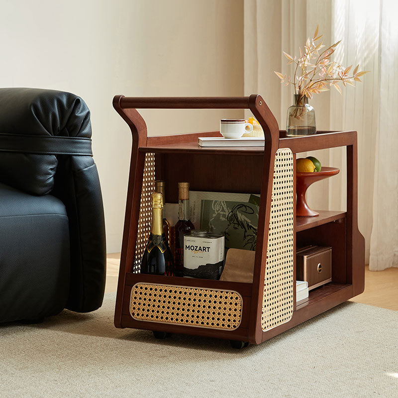 Catherine rubberwood mobile side table on swivel casters – view 6
