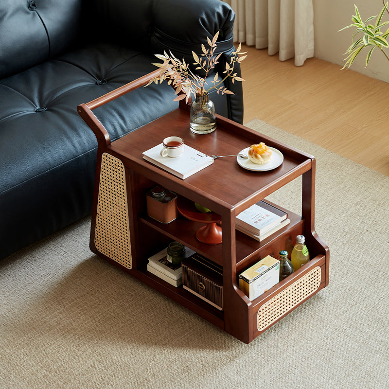 Catherine rubberwood mobile side table on swivel casters – view 8