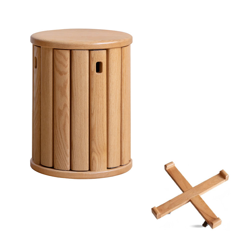 Celeste Round Stool and Stackable Wooden Side Table in Solid American Oak – view 11