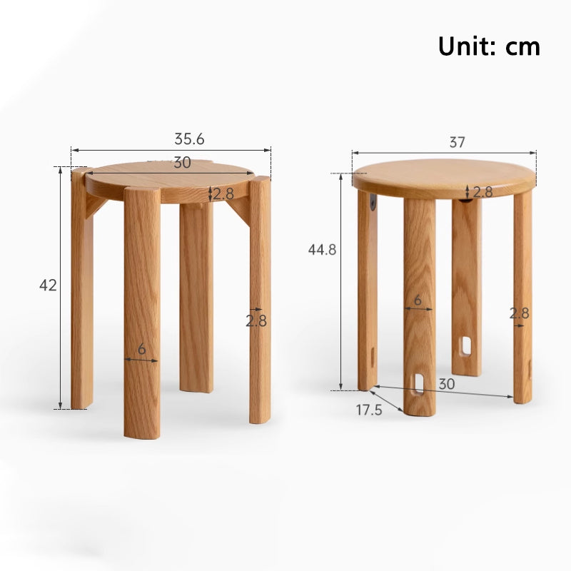 Celeste Round Stool and Stackable Wooden Side Table in Solid American Oak – view 12