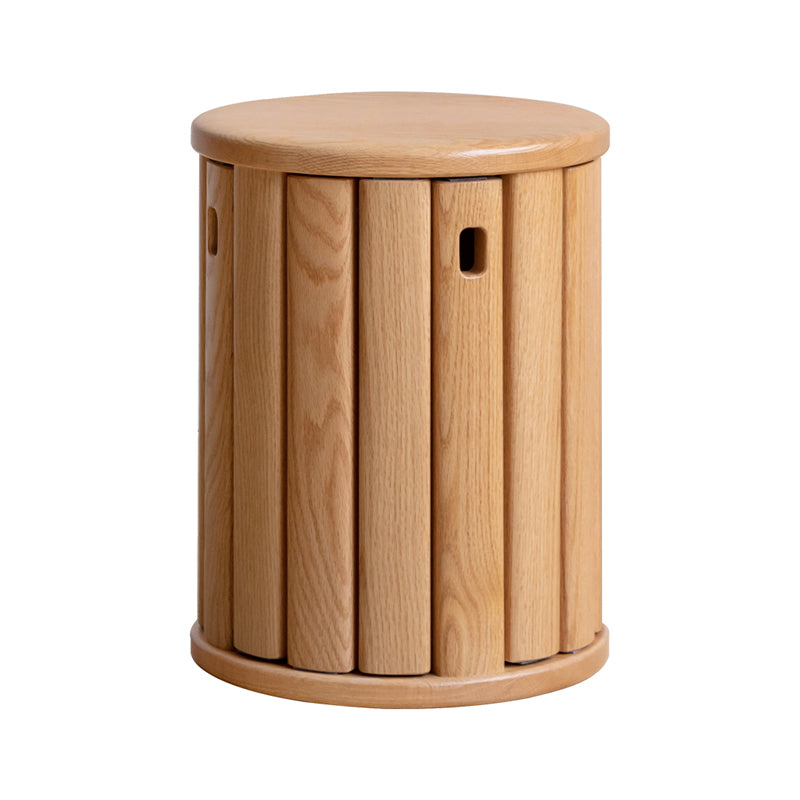 Celeste Round Stool and Stackable Wooden Side Table in Solid American Oak – view 9