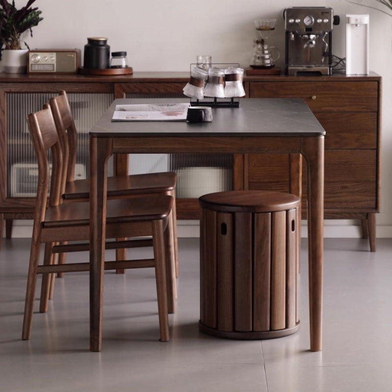 Celeste Round Stool and Stackable Wooden Side Table in Solid American Oak – Walnut Without Base, view 14